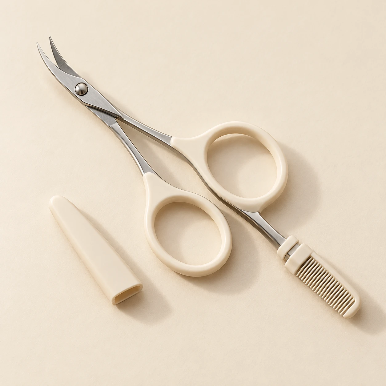 Ligne / Ivory eyebrow scissors and included accessories