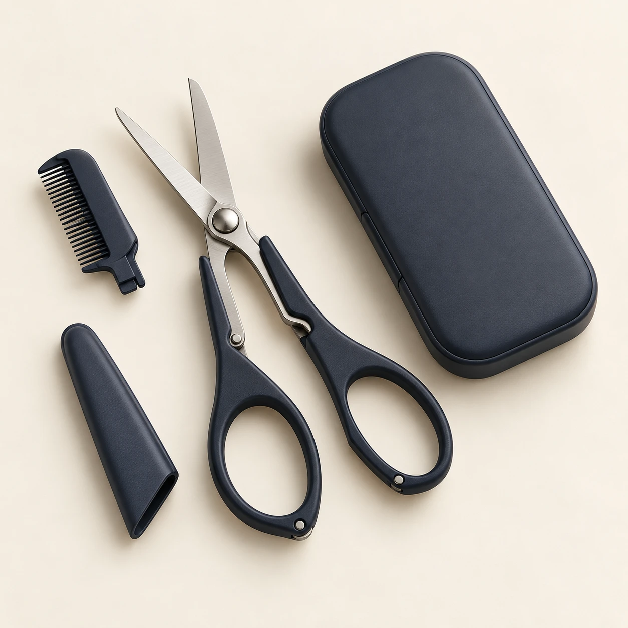 Plié / Midnight eyebrow scissors and included accessories