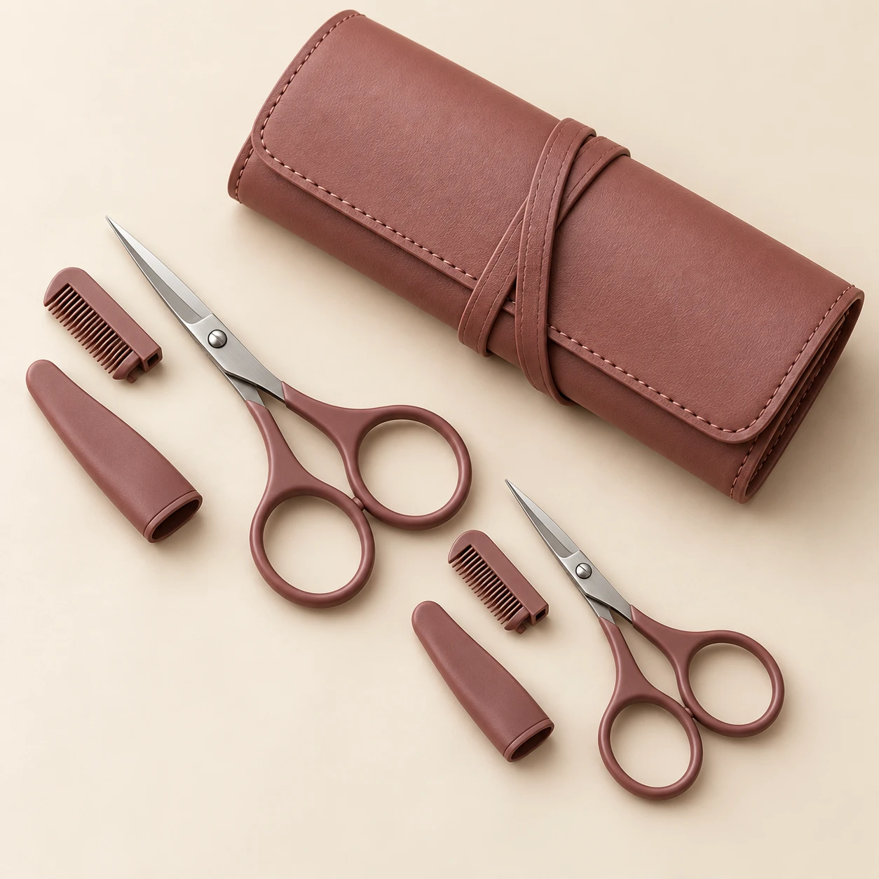 Rituel / Rosewood eyebrow scissors and included accessories