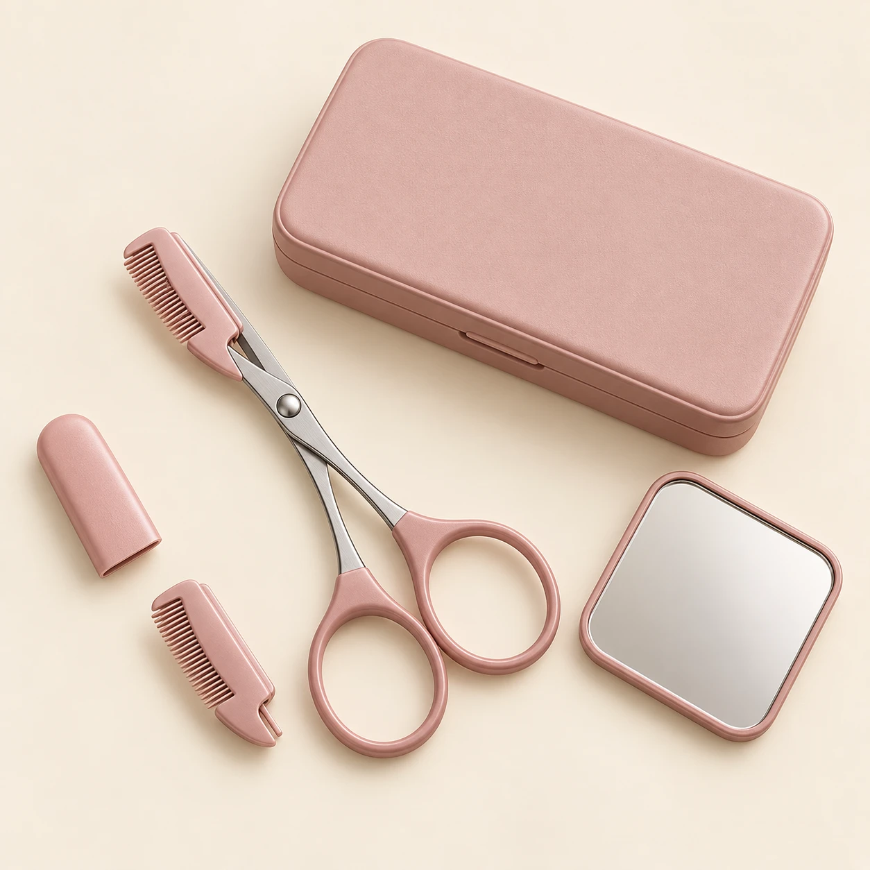 Écrin / Petal eyebrow scissors and included accessories