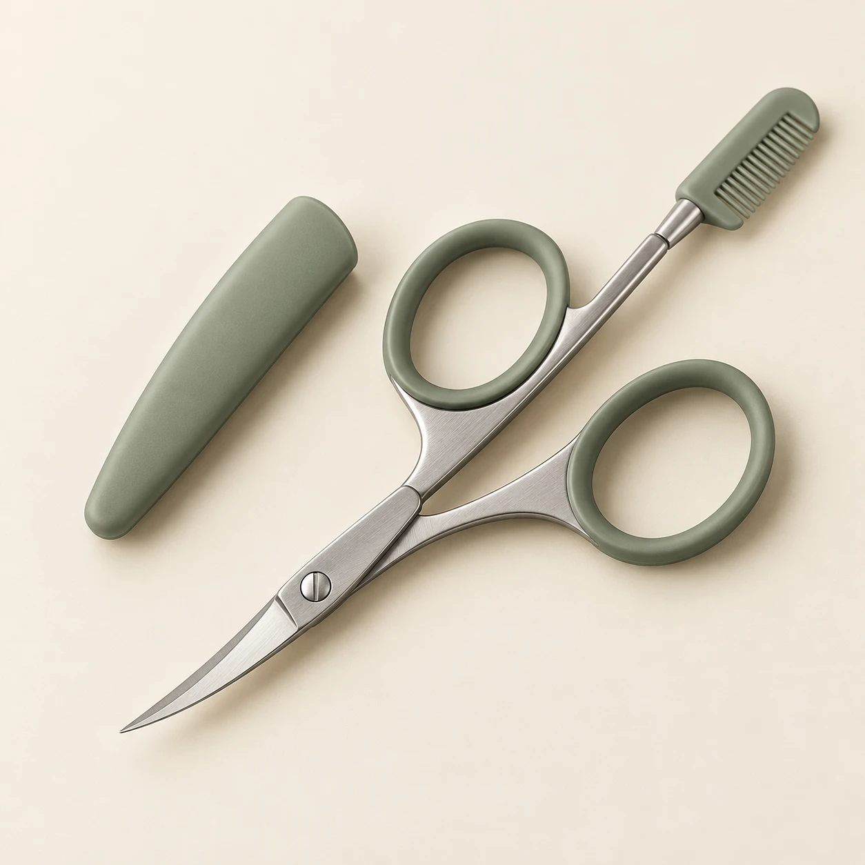 Ligne / Sage eyebrow scissors and included accessories