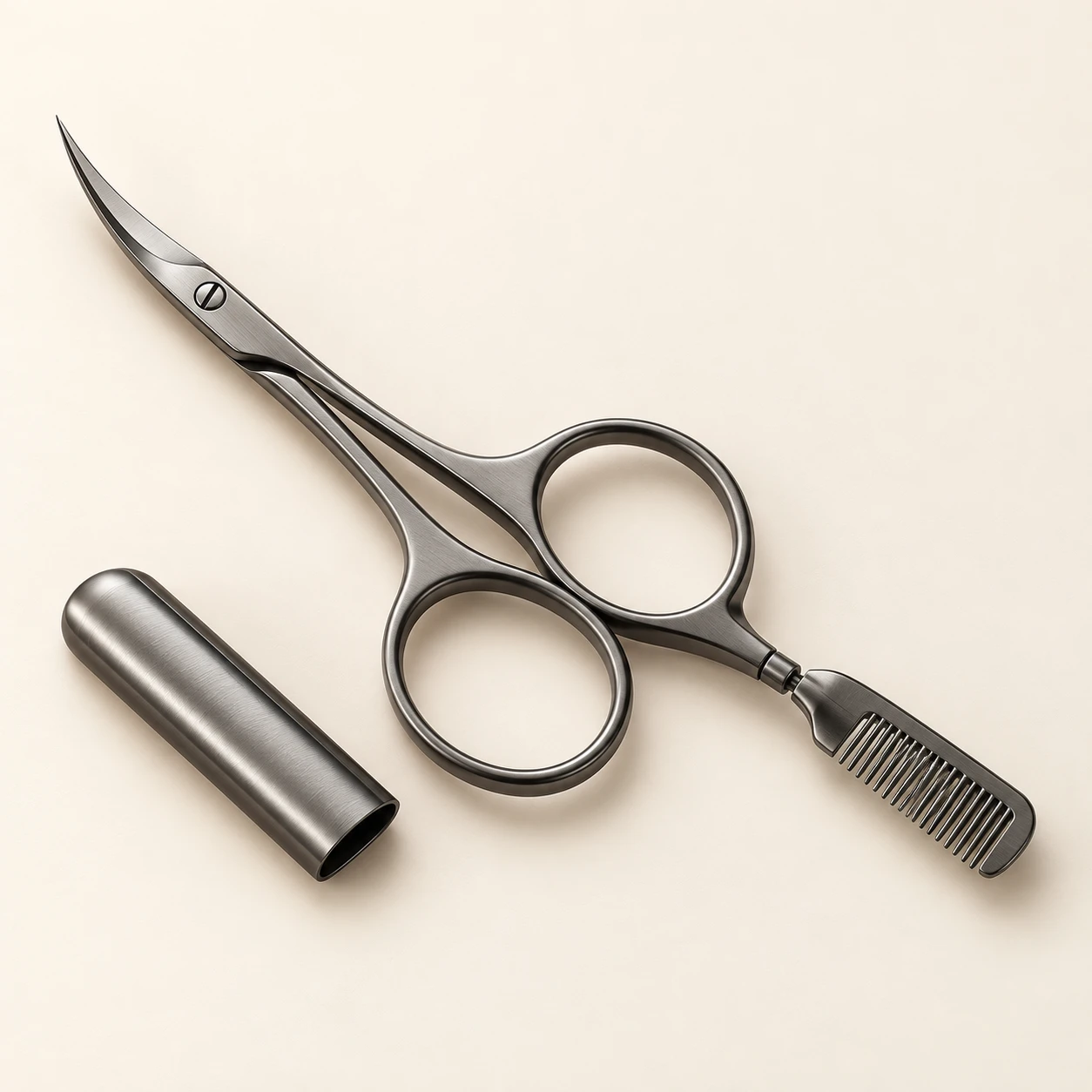 Courbe / Graphite eyebrow scissors and included accessories